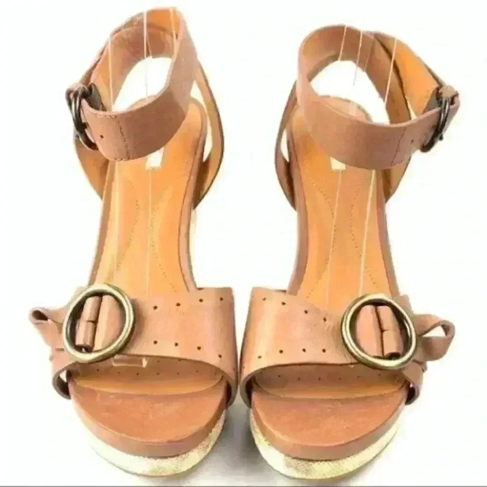 Geox Respira platform wedges 8 38 brown leather